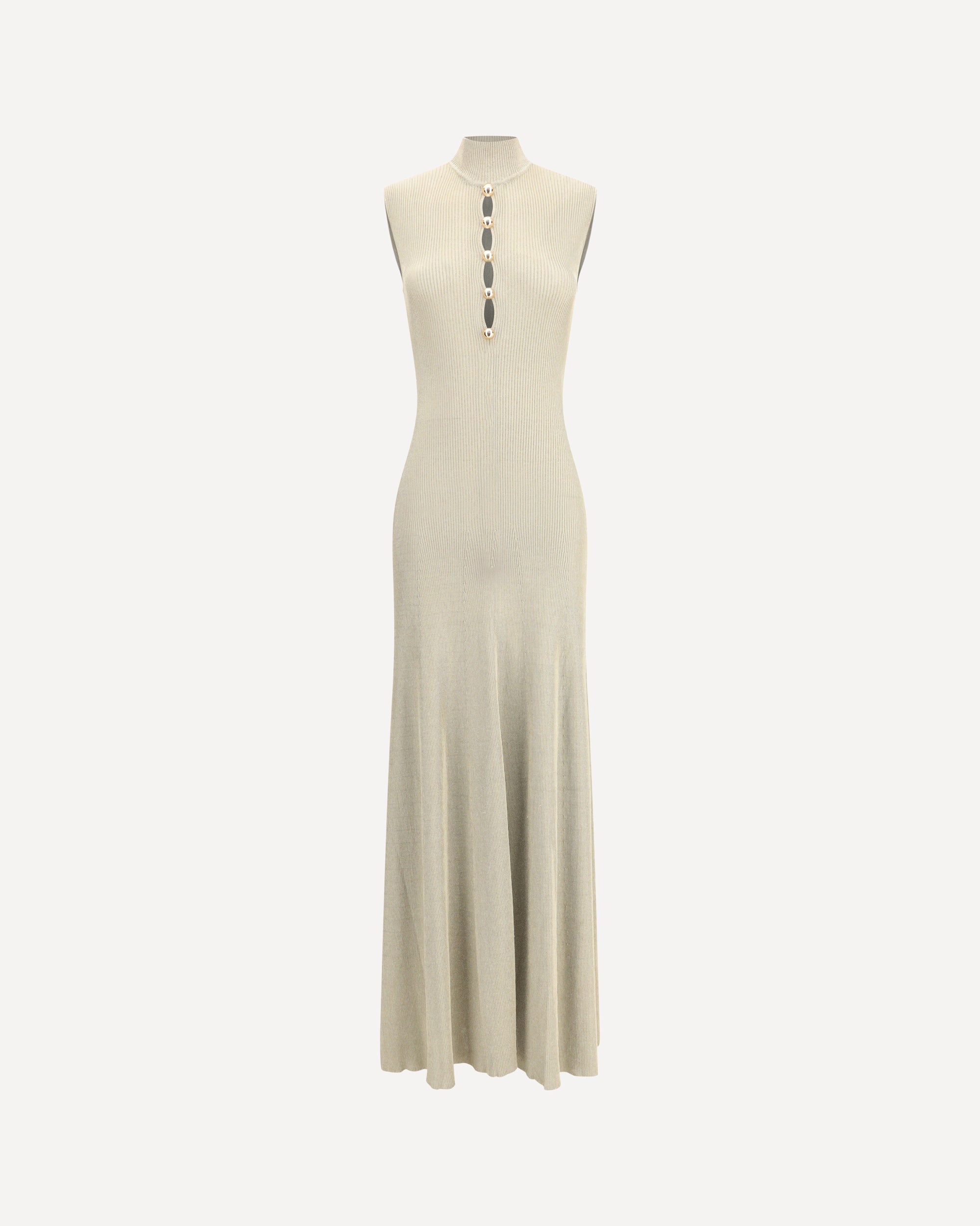SELF-PORTRAIT Lurex knit long Dress GOLD