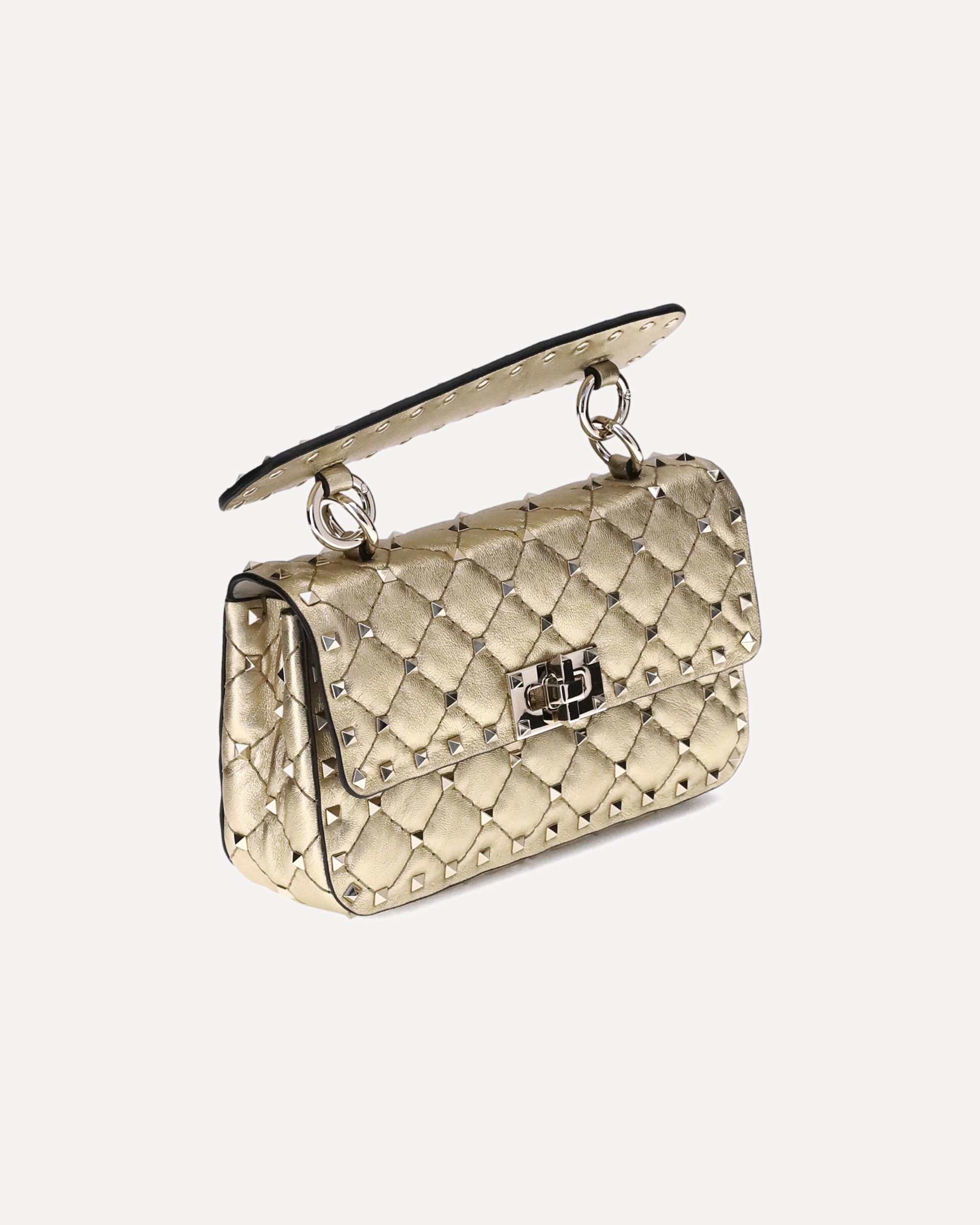 VALENTINO GARAVANI Rockstud Spike small Shoulder Bag GOLD