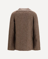 Wool jersey Jacket with leather tassels - BROWN | Base Blu