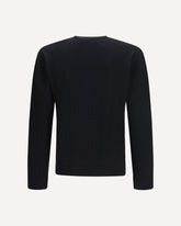 Sweater in virgin wool with intarsia V detail - BLACK | Base Blu