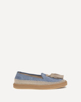 Suede Loafers with crochet detail - LIGHT BLUE | Base Blu