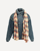 Denim Down Jacket With Scarf - BLUE | Base Blu