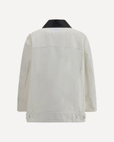 Denim Jacket With Leather Collar - WHITE | Base Blu