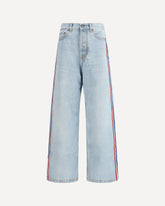 Tricolor Stripe Baggy Jeans - LIGHT BLUE | Base Blu
