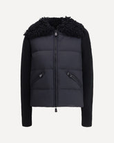 Padded wool zip-up Cardigan - BLACK | Base Blu