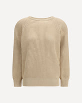 Ribbed cotton Pullover - BEIGE | Base Blu