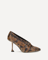 Tee Pieced python-print Pumps - BROWN | Base Blu
