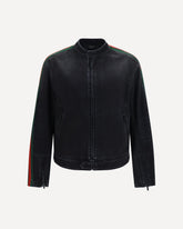 Cotton denim biker Jacket - BLACK | Base Blu