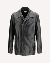 Padded leather Jacket - BLACK | Base Blu