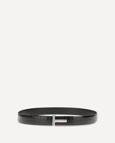 Croco leather Belt - BLACK | Base Blu