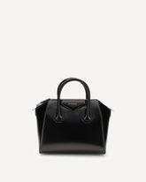 Antigona small leather Box Handbag - BLACK | Base Blu