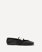 Leather Sliced Square Ballerinas - BLACK | Base Blu