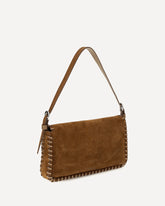 Harlow suede Shoulder Bag - BROWN | Base Blu