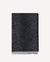 Leopard-print wool Scarf with monogram - GREY | Base Blu