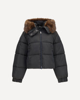 Godetia padded Down Jacket with faux fur - BROWN | Base Blu