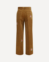 Velvet Pants with embroidered bouquets - BROWN | Base Blu