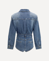 Rhinestone denim Playsuit - BLUE | Base Blu