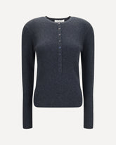 Airi Henley Sweater in cotton and cashmere - GREY | Base Blu