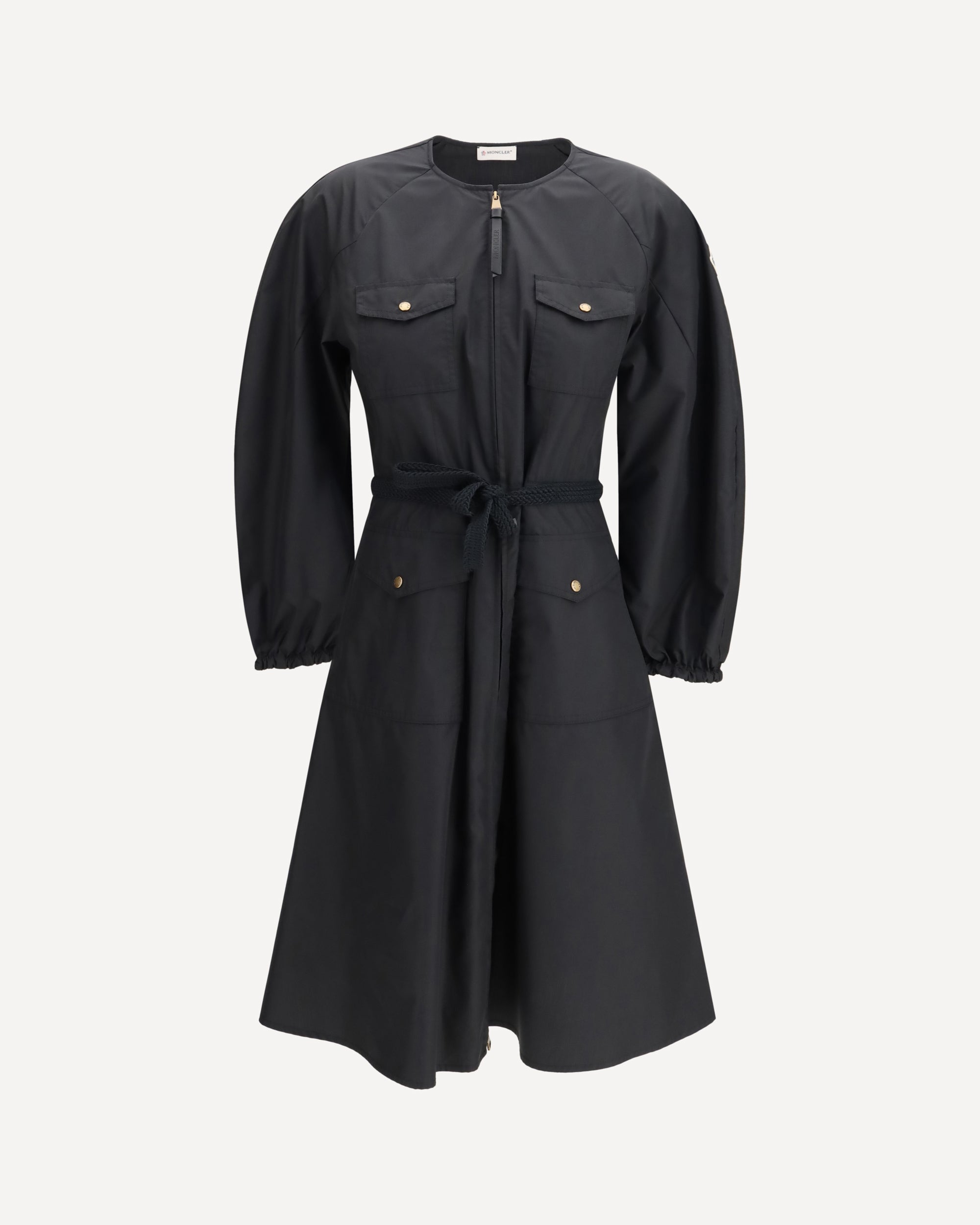 MONCLER Technical poplin Dress with crewneck BLACK | Base Blu