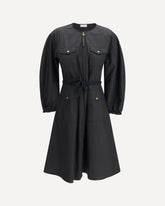 Technical poplin Dress with crewneck - BLACK | Base Blu