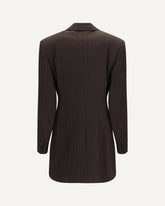 Double-breasted pinstripe mélange wool Jacket - BROWN | Base Blu