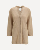 Cardigan in fine knit with a V-neckline - BEIGE | Base Blu