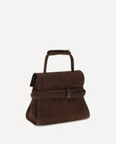 Medium Top Handle Bag with buckle detail - BROWN | Base Blu