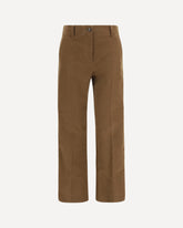 Stretch cotton cigarette Pants - BROWN | Base Blu