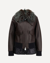 Leather Jacket with a Plush collar - BROWN | Base Blu