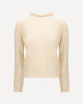 Turtleneck Sweater in brushed mohair-blend yarn - CREAM | Base Blu