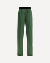 Stretch silk satin Trousers - GREEN | Base Blu