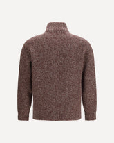Mélange virgin wool, silk and cashmere zip Cardigan - BORDEAUX | Base Blu