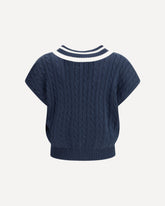 Aran-patterned Vest - BLUE | Base Blu