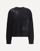Barocco Leaf Embroidered Sweater - BLACK | Base Blu