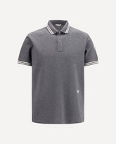 Cotton piqué Polo with striped trims - GREY | Base Blu