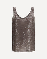 Sleeveless scoop-neck Top - BROWN | Base Blu
