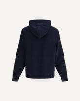 Check Trim Cotton Zip Hoodie - BLUE | Base Blu