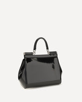 Borsa a Mano Sicily piccola in pelle di vitello lucida - NERO | Base Blu
