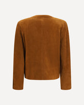 Giacca corta con bottoni in suede - MARRONE | Base Blu