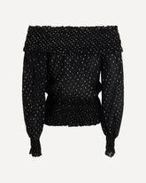 Top off-the-shoulder in chiffon - NERO | Base Blu