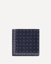 Ethnic-patterned silk Pocket Square - BLUE | Base Blu