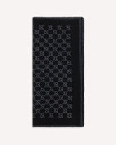 Miss Stenny GG Monogram wool Scarf - BLACK | Base Blu