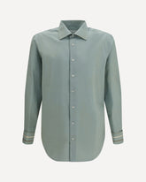 Cotton Shirt with a worn-in effect - GREEN | Base Blu