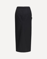 Gonna midi drappeggiata in lana doppiata e mohair - NERO | Base Blu