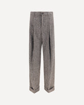 Alpaca blend Prince of Wales Pants - BROWN | Base Blu