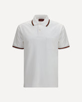 Cotton piqué Polo with embroidery - WHITE | Base Blu