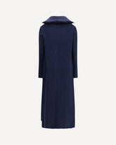 Cardigan a coste con collo sciallato  - BLU | Base Blu