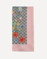 Foulard in twill di seta biologica con stampa Flora - MULTICOLORE | Base Blu