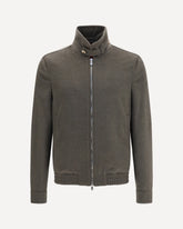 Wool zip Jacket with high collar - GREY | Base Blu