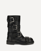 Buckled leather Boots - BLACK | Base Blu